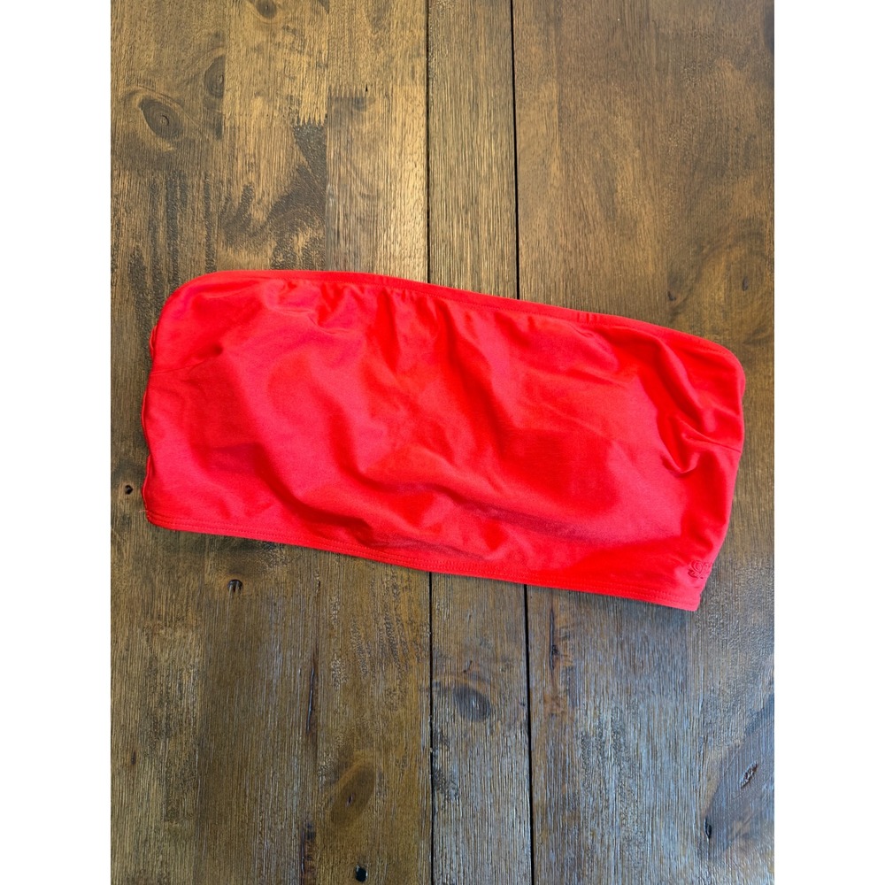 Albion Fit Womens Red Bandeau Bikini Top Strapless Swimsuit Size L
